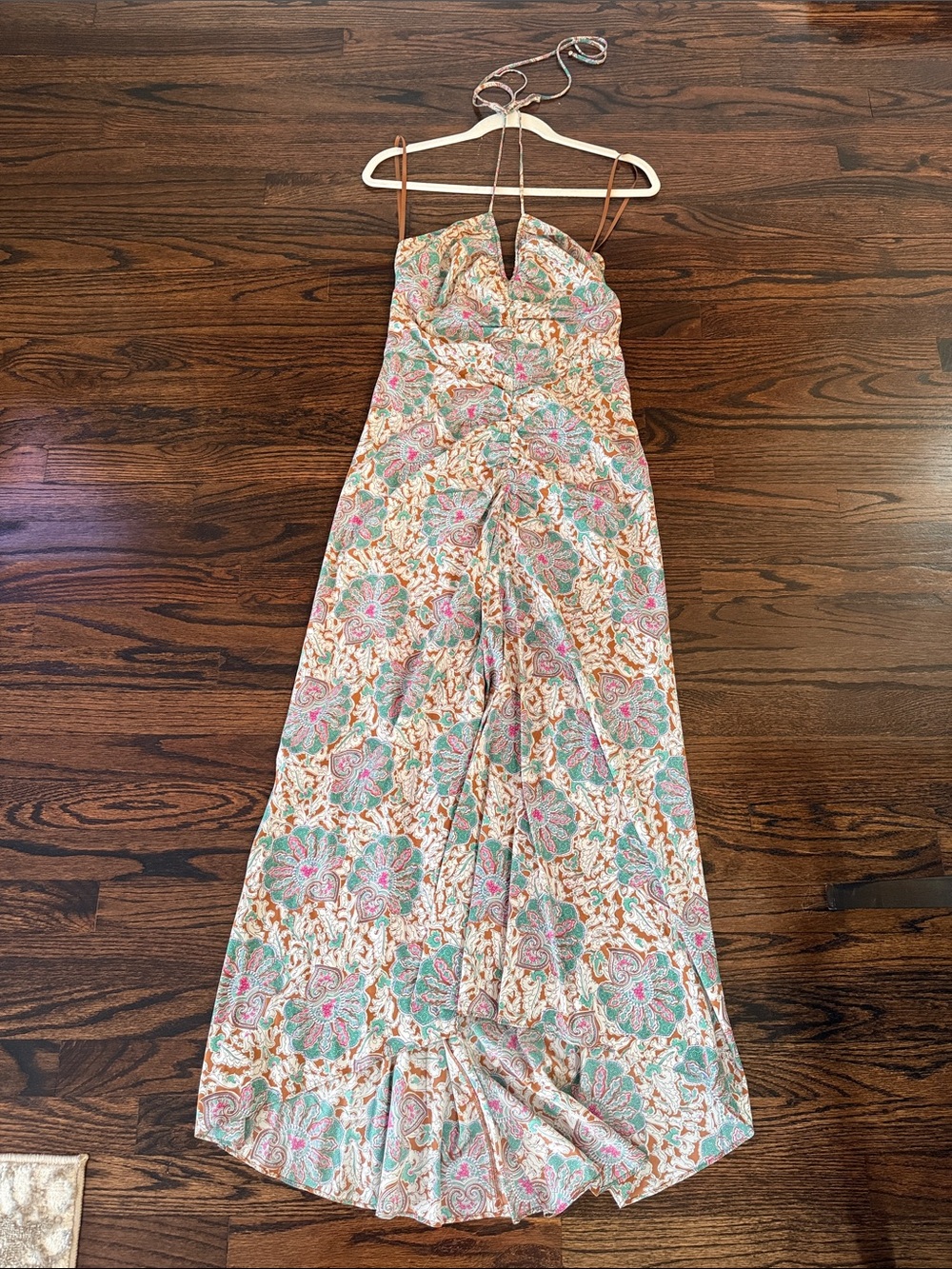 Veronica Beard Floral Maxi Dress with Spaghetti Straps - green brown print - Picture 4 of 5